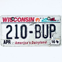 2016 United States Wisconsin Dairyland Passenger License Plate 210-BUP - $244.80 MXN