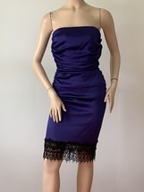 ABS Allen Schwartz Collection New Sz 0 Periwinkle &amp; Black Strapless Ruched Dress - £15.94 GBP