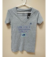 New Adidas NHL Vancouver Canucks V-Neck Tee Shirt Womens Gray Small B366W - £7.61 GBP