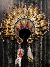 Large Southwest Indian Tribal Chief Headdress War Bonnet W/ Feathers Wall Decor - £56.21 GBP