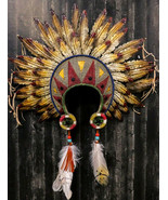 Large Southwest Indian Tribal Chief Headdress War Bonnet W/ Feathers Wal... - £55.03 GBP