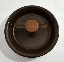 Vintage Brown Enamel Wooden Knob 5 5/8&quot; Round Pot Pan Replacement Lid #74 - $352.39 MXN