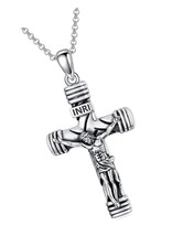 Jesus Cross Necklace Sterling Silver Large Crucifix - £104.85 GBP