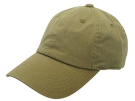 Olive Green - Polo Style Cotton Baseball Cap Adjustable Washed Unisex - $29.99