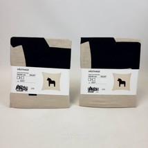 (Lot of 2) IKEA HASTHAGE Beige &amp; Black Linen Pillow Cover 20&quot; x 20&quot; Horse Motif  - $20.03