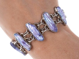 Retro sterling silver baroque pearl bracelet - £86.84 GBP