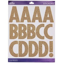 Alphabet Stickers, Regular X-Large, Gold Glitter Futura - $27.99