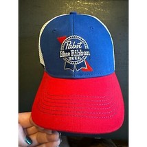 New Embroidered Pabst Blue Ribbon Beer PBR Trucker Snapback Hat Red White - $15.90