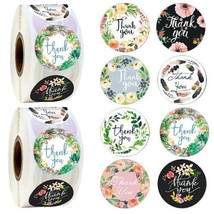 2 Roll Of 1000Pcs 1&quot; Thank You Stickers Handmade Diy Party Flowers Round... - £14.38 GBP