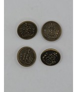 LION COAT OF ARMS-(4) Lot Gold Tone Metal Picture Sewing Button  3/4&quot; - €26,55 EUR
