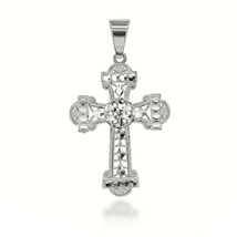 925 Sterling Silver Sparkle Cut Filigree Ornate Cross Pendant Necklace - £22.26 GBP+