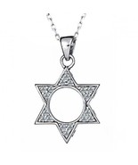 Authenticity Guarantee 
Diamond Jewish Star of David Pendant Rolo Neckla... - £405.99 GBP