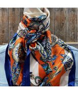 Orange Blue Paisley Printed Western Southwestern Wild Rag Scarf Accent - $526.73 MXN