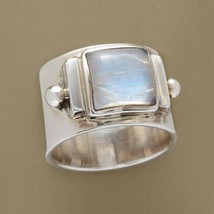 Vintage Silver Color Glacier Ring New White CZ Stone Wide Rings For Men Women Pu - £7.35 GBP