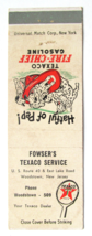 Fowser&#39;s Texaco Service - Woodstown, New Jersey 20FS Matchbook Cover Dal... - £1.36 GBP