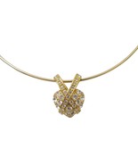 Vtg NOLAN MILLER  Cross Gold Rhinestone Heart Slide Pendant Wire Choker ... - £20.33 GBP