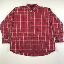 Pendleton Shirt Mens L Red Gray Plaid Button Down Cotton Long Sleeve Classic Fit - £18.47 GBP