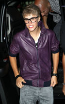 New handmade Justin bieber purple leather jacket, Mens purple leather jacket 201 - £113.87 GBP
