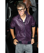 New handmade Justin bieber purple leather jacket, Mens purple leather ja... - $2,741.49 MXN