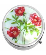 Red Roses  Medicine Vitamin Compact Pill Box - $11.76