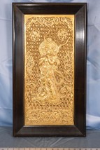 Framed Chalkware Gold Painted Indian Flute Player dq - £83.48 GBP