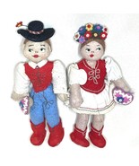 Vintage Hungarian Cloth Felt Dolls Boy &amp; Girl Artisan Handmade Folk Art - $830.38 MXN