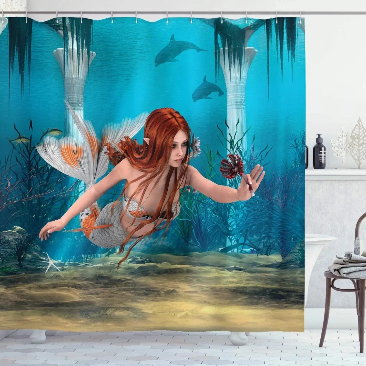 Hot!!! The Little Mermaid Custom Waterproof Polyester Shower Curtain 4 Size Item image 2
