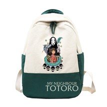 Harajuku Funny Totoro Backpack for Kids Anime  Patchwork Canvas Shoulder Bag for - £29.95 GBP
