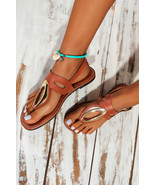 Camel Retro Hollow Out Open Toe Leather Sandals - $13.83