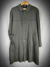 1950s MCM Gray Micro Check Plaid 3/4 Rain Coat Sz 42-44 W/ Lining Belted Back - £76.07 GBP