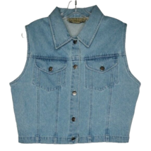Vintage Midwest Traders Size L Light Wash Sleeveless Cropped Denim Vest - £23.97 GBP