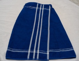 White Stripe on Blue Towel Wrap for Shower Bath Spa Sauna Gym Beach  - £13.36 GBP