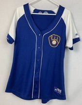 Milwaukee Brewers Jersey MLB Baseball Majestic Blue White Sewn Women’s XL - £27.88 GBP