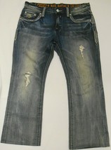 ROCK REVIVAL Men&#39;s JEANS GRAHAM Bootcut Destroyed tag 38 Waist 39&quot; L 31 - $59.95