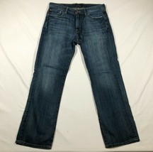 Lucky Brand Jeans Mens 32x30 Blue 221 Original Straight Weathered Thigh ... - $32.71
