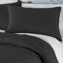 Twin/Twin XL Black Modern Brick Stitch Microfiber Reversible 2 Piece Quilt Set - $138.99