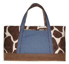 Giraffe Carpet Bag, XXL Giraffe Denim Tote Bag, Giraffe Leopard Travel 4 Bags - $269.00