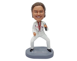 Custom Bobblehead Famous singer on a funny open legged pose singing with his mic - £70.39 GBP