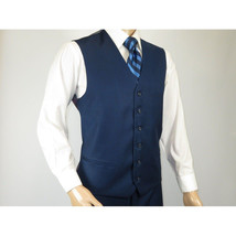 Mens Vitali Three Piece Suit Vested Sheen Sharkskin Business M3090 Ink blue image 10