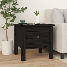 Side Table Black 40x40x39 cm Solid Wood Pine - £19.53 GBP