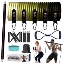 Pilates Bar Kit With Resistance Bands, Resistance Bands Set With Bar, Portable P - £42.81 GBP