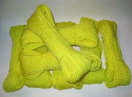 Lot of 8 Polyethylene PE 3 Strand Yellow Rope 1/4&quot; x 50&#39; Eye Splice Multi-Purpos - £37.73 GBP
