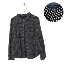 Tommy Hilfiger XL Button Up Shirt Black White Polka Dot Casual Long Sleeve - $19.80
