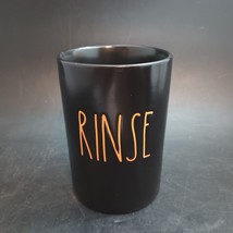 &#39;RINSE&#39; Rae Dunn Bathroom Ceramic Cup, Black w/ Orange Letters, Mint Con... - $273.97 MXN