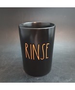 &#39;RINSE&#39; Rae Dunn Bathroom Ceramic Cup, Black w/ Orange Letters, Mint Con... - $275.55 MXN