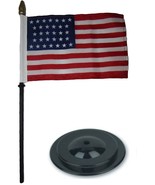 AES USA American 32 Star Linear 4&quot;x6&quot; Flag Desk Set Table Wood Stick Sta... - $6.03 CAD