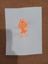 Completed Pumpkin Girl Halloween Finished Cross Stitch - £4.71 GBP