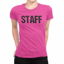 Ladies Neon Safety Pink Staff T-Shirt Front &amp; Back Print Event Shirt Wom... - $12.99