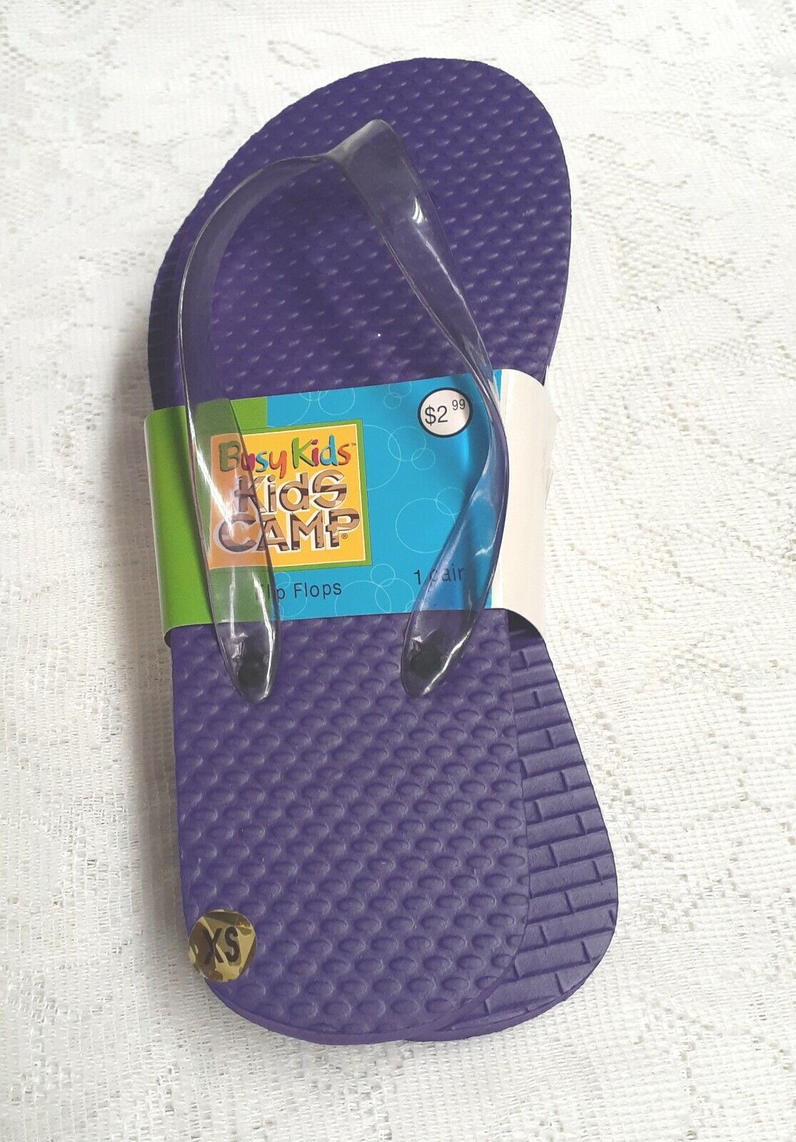 (1 pair) Busy Kids Kids Camp Flip Flops XS - Purple - $1.97