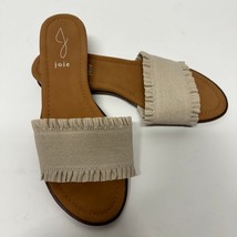 Joie Eidel Ruffled Sandals in Natural Beige Cream Linen Flat Slide Size ... - £26.76 GBP